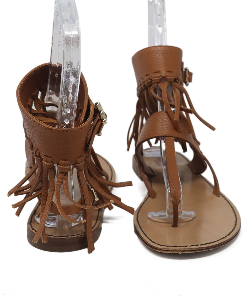 Valentino Tan Leather Fringe Sandals 2