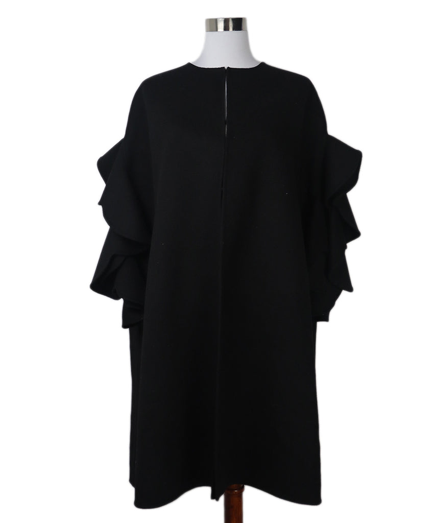 Valentino Black Scallop Sleeve Coat 