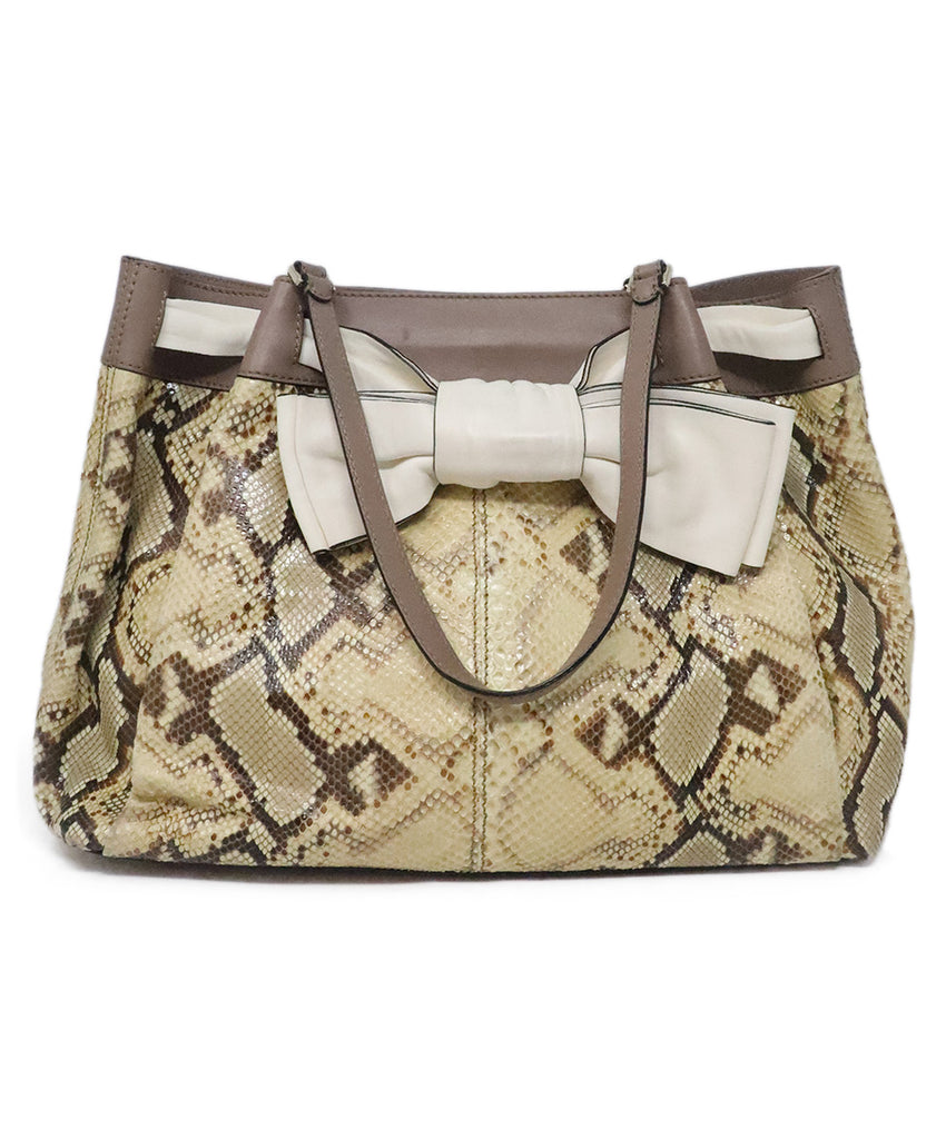 Valentino Taupe Snake Skin Tote 