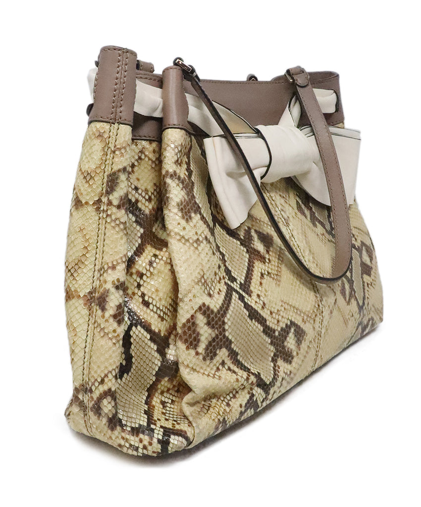 Valentino Taupe Snake Skin Tote 1