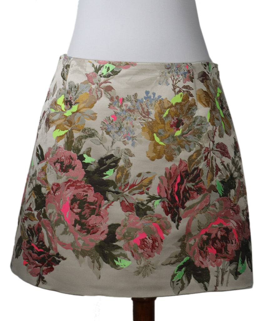 Valentino Pink & Green Silk Skirt 