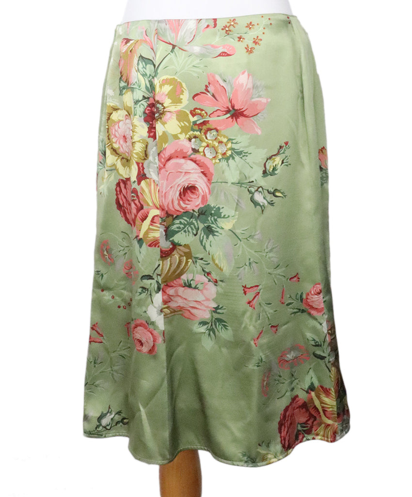 Valentino Sage Green Floral Print Skirt 2