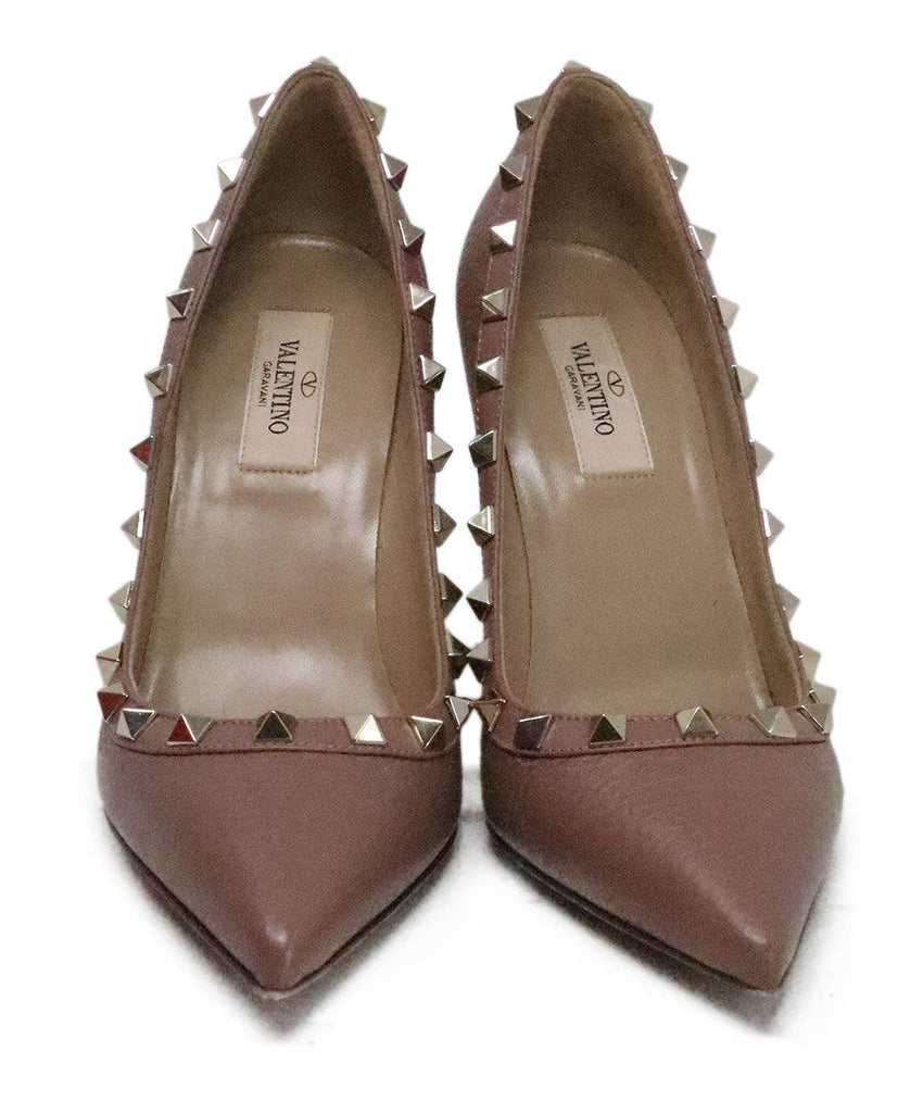 Valentino Mauve Leather & Gold Stud Heels sz 6 - Michael's Consignment NYC