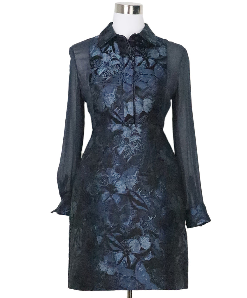 Valentino Navy Silk Floral Dress 