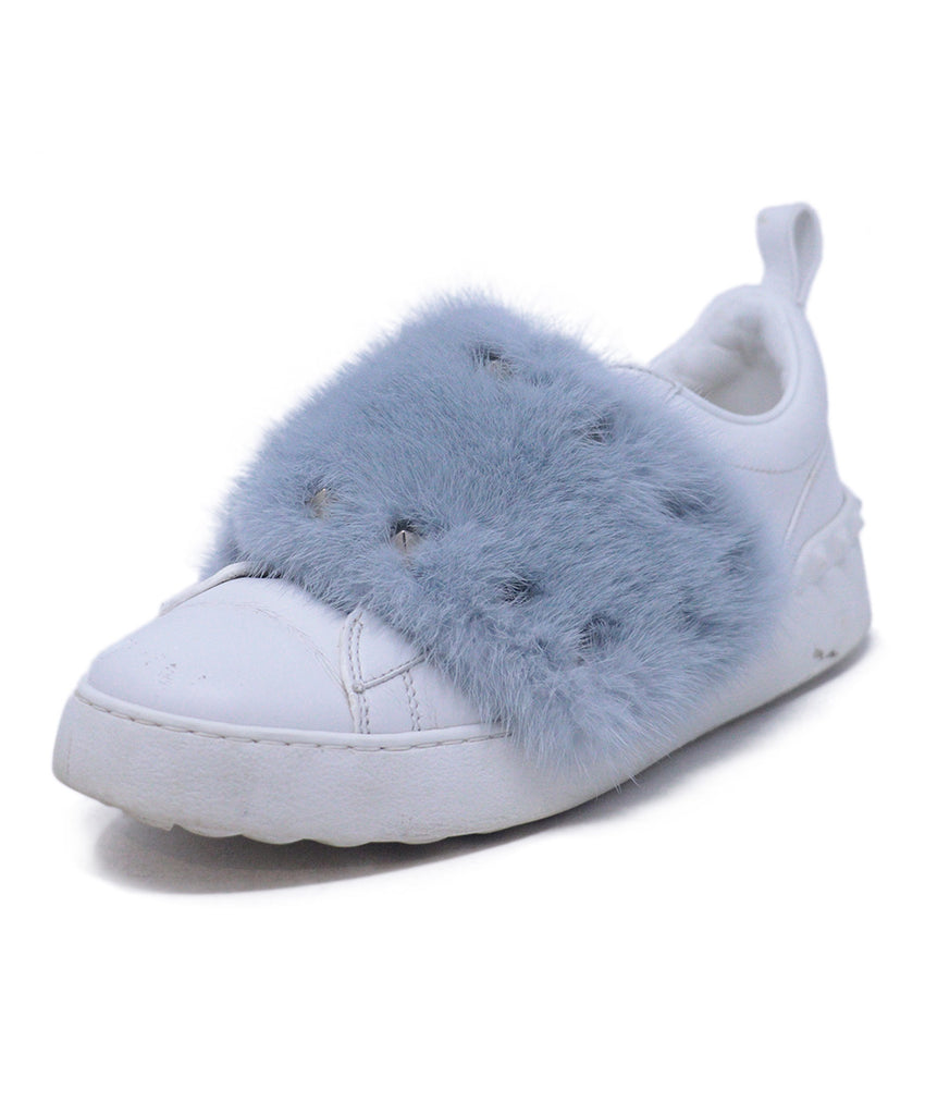 Valentino White Leather & Blue Mink Sneakers 