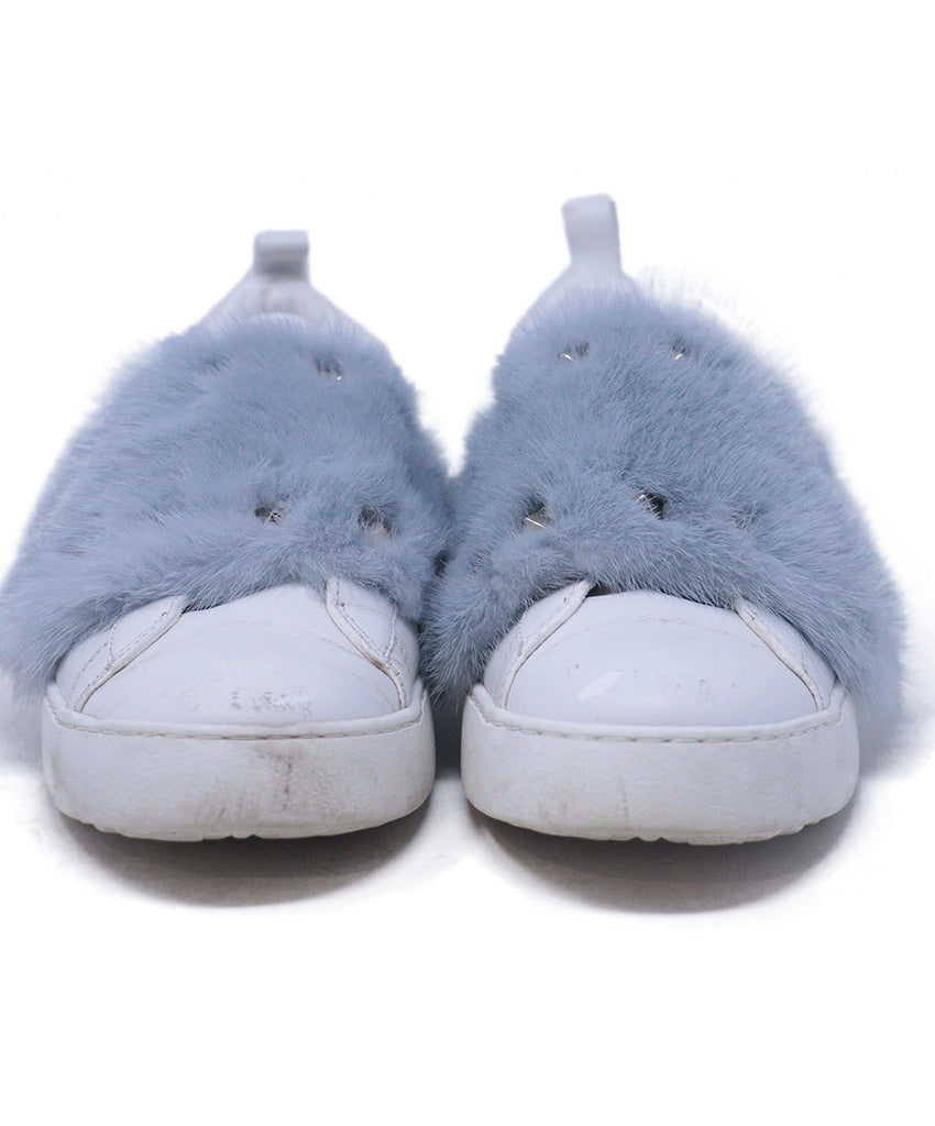 Valentino White Leather & Blue Mink Sneakers 3