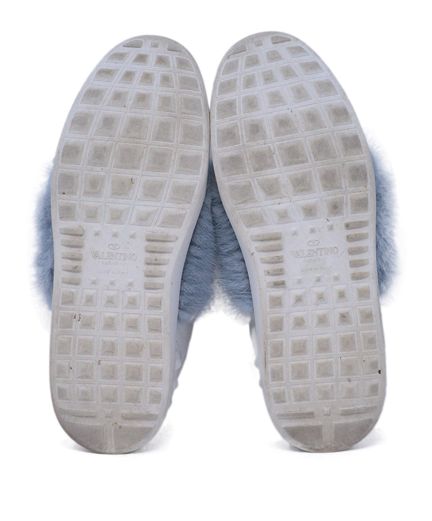 Valentino White Leather & Blue Mink Sneakers 4