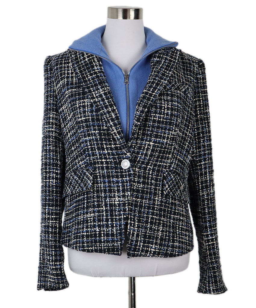 Veronica Beard Black & Blue Tweed Blazer 