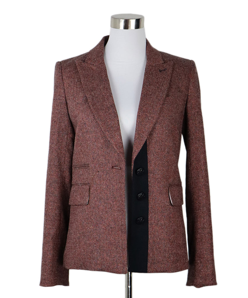 Veronica Beard Pink & Black Herringbone Blazer 