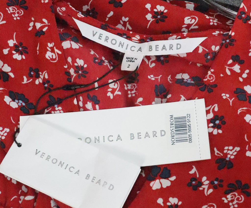 Veronica Beard Red & Blue Floral Print Dress 3