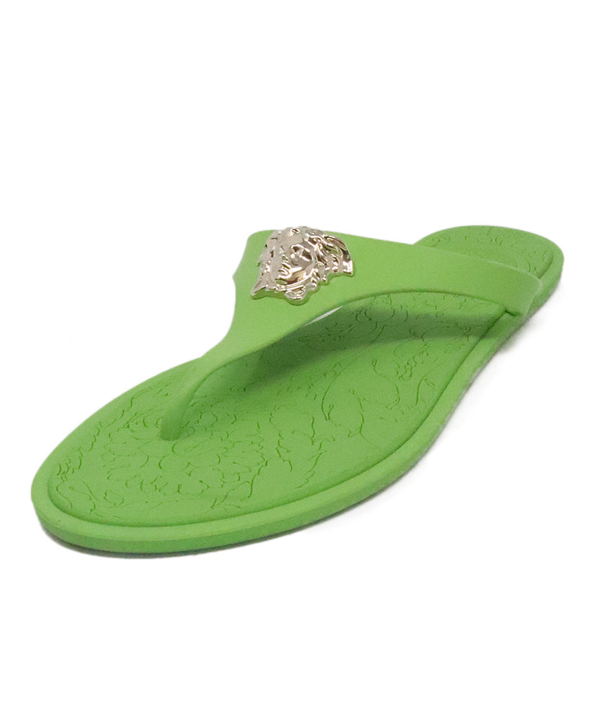 Versace Green Rubber Medusa Head Sandals 