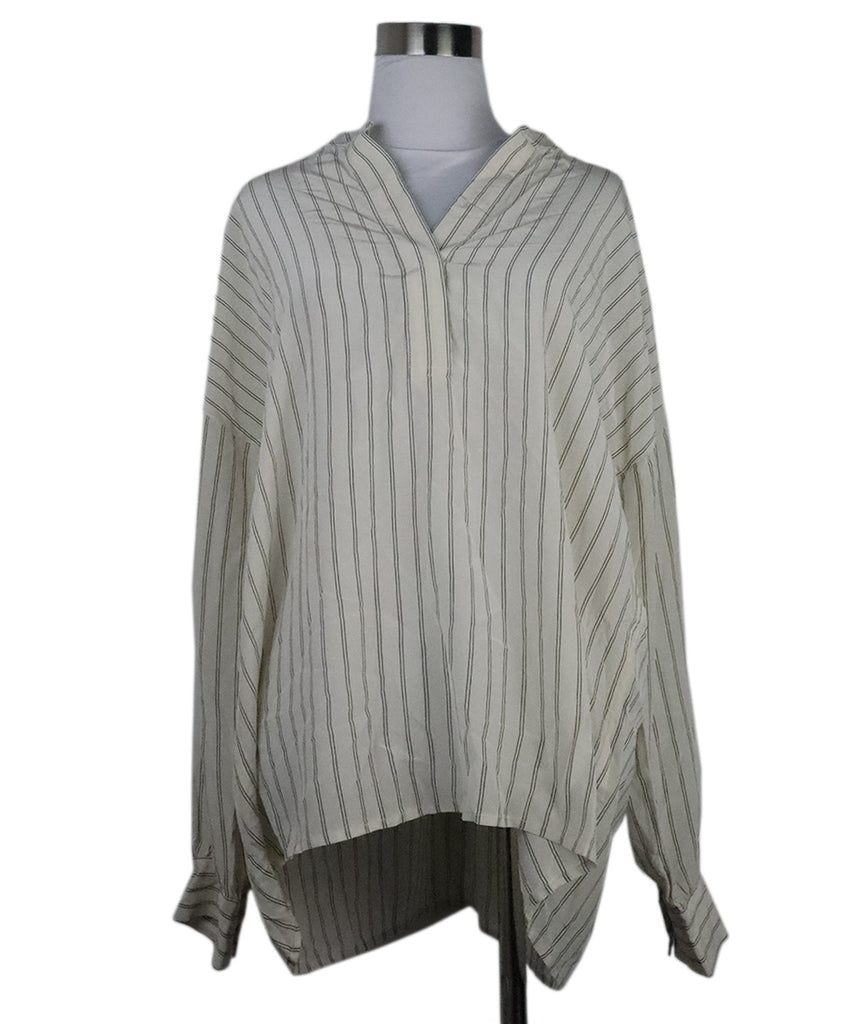 Vince Ivory & Black Pinstripe Blouse 