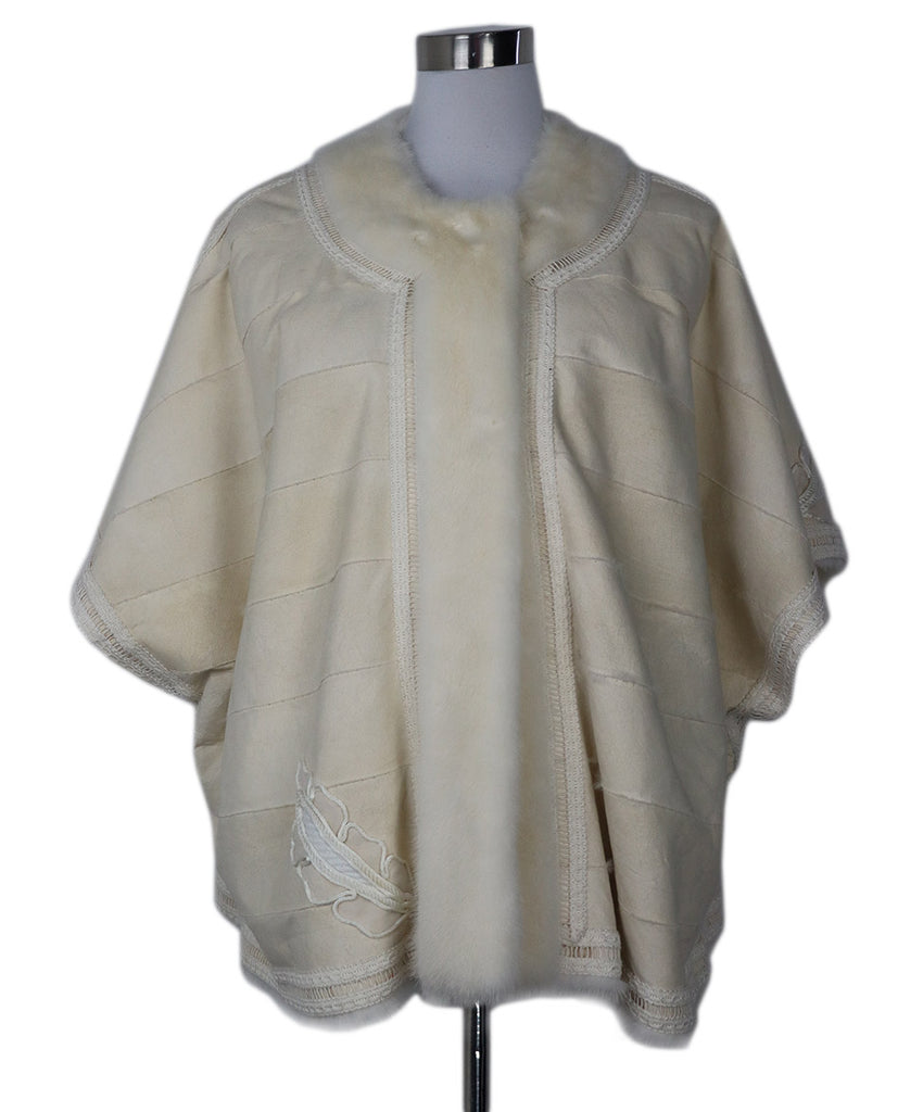 Reversible White Link & Leather Poncho 3