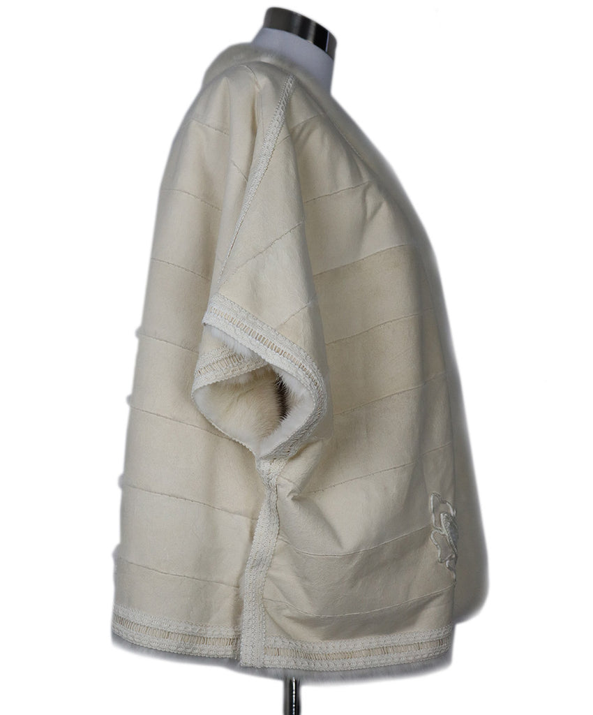 Reversible White Link & Leather Poncho 4