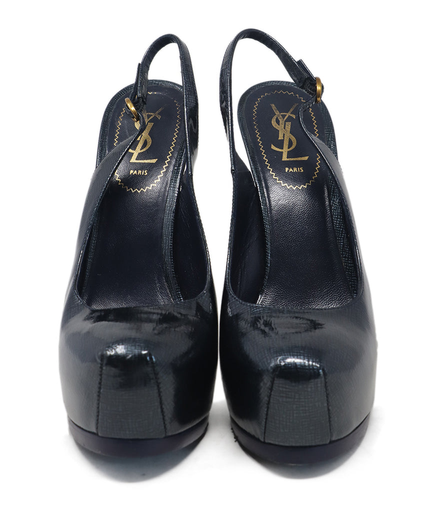 YSL Navy Patent Leather Platform Heels 3