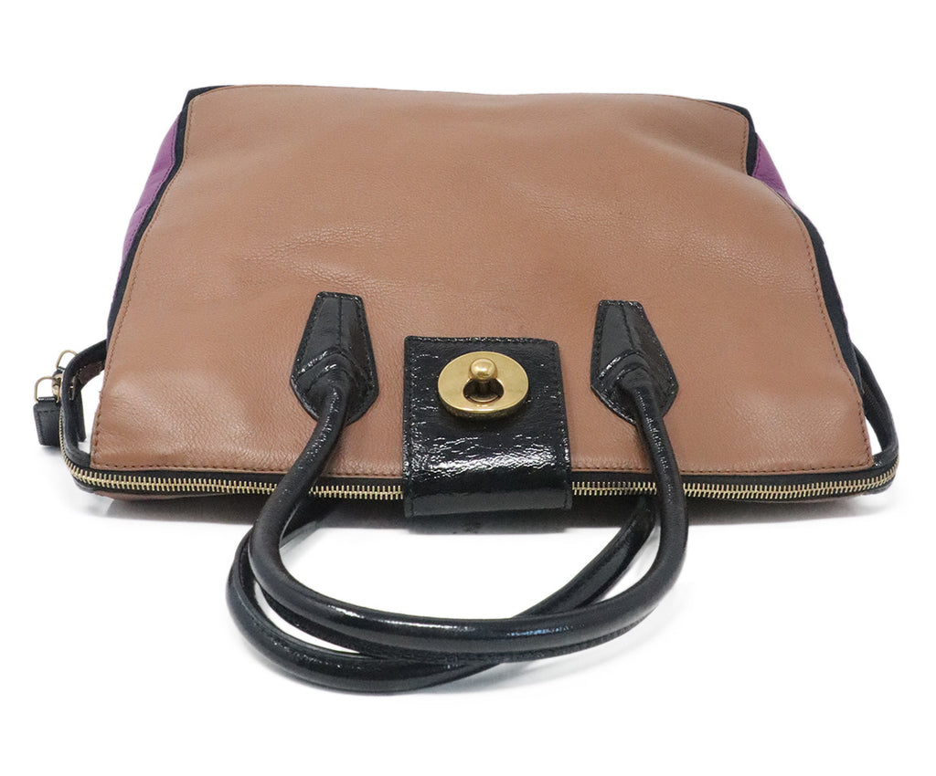 YSL Brown & Purple Leather Satchel 4