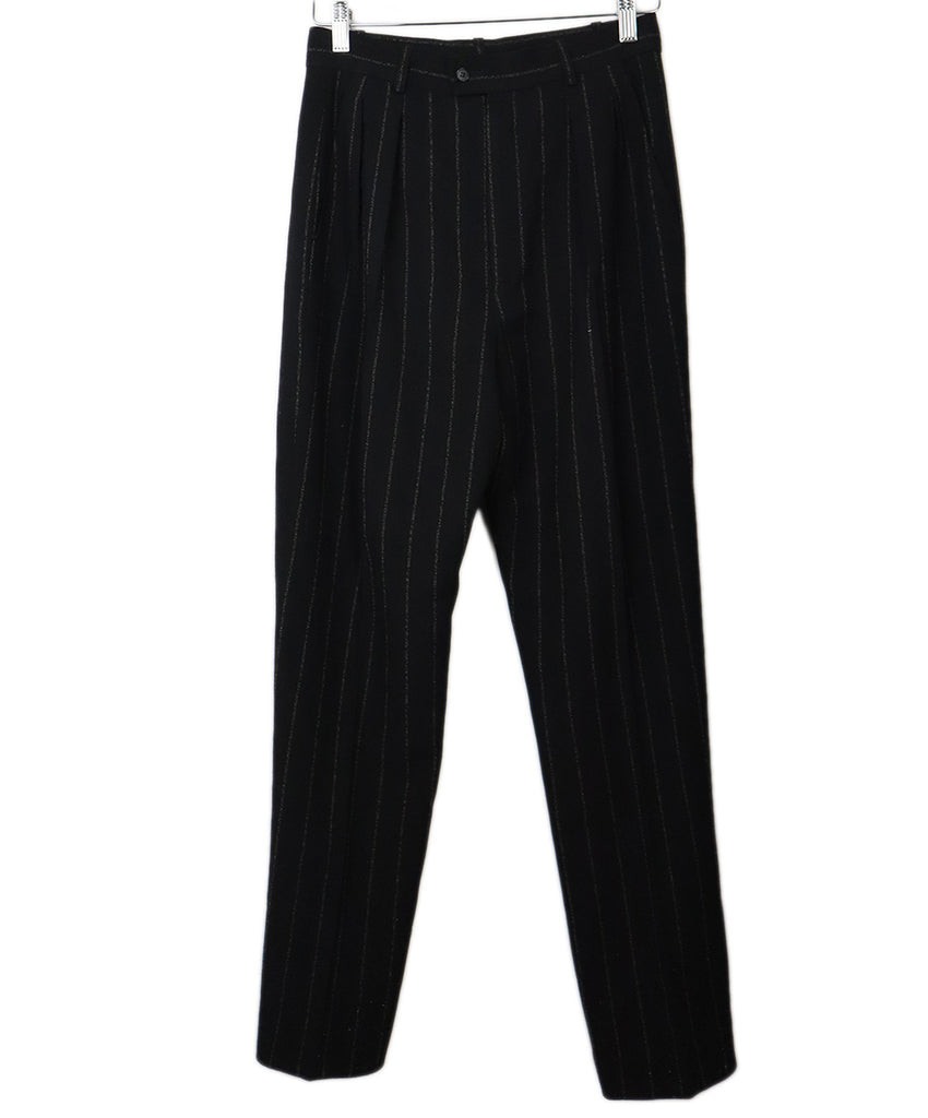 YSL B&W Wool Pinstripes Pants 