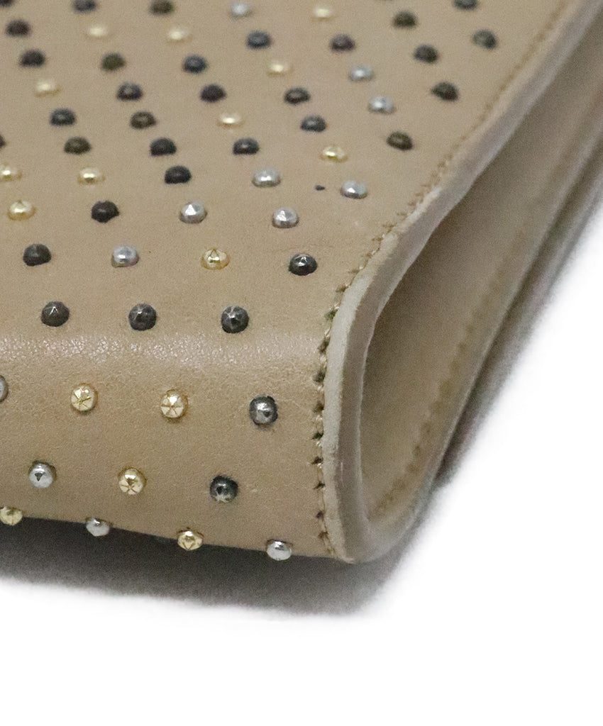 YSL Tan Leather Studded Clutch 7