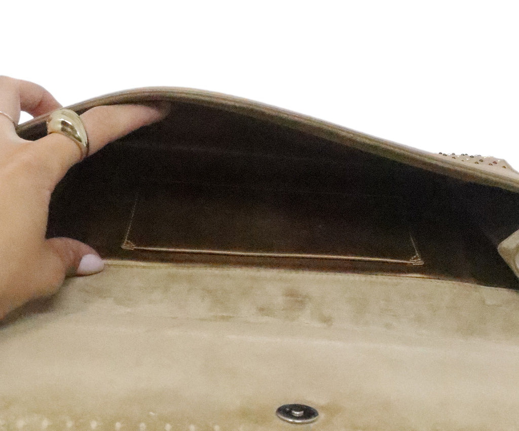 YSL Tan Leather Studded Clutch 6