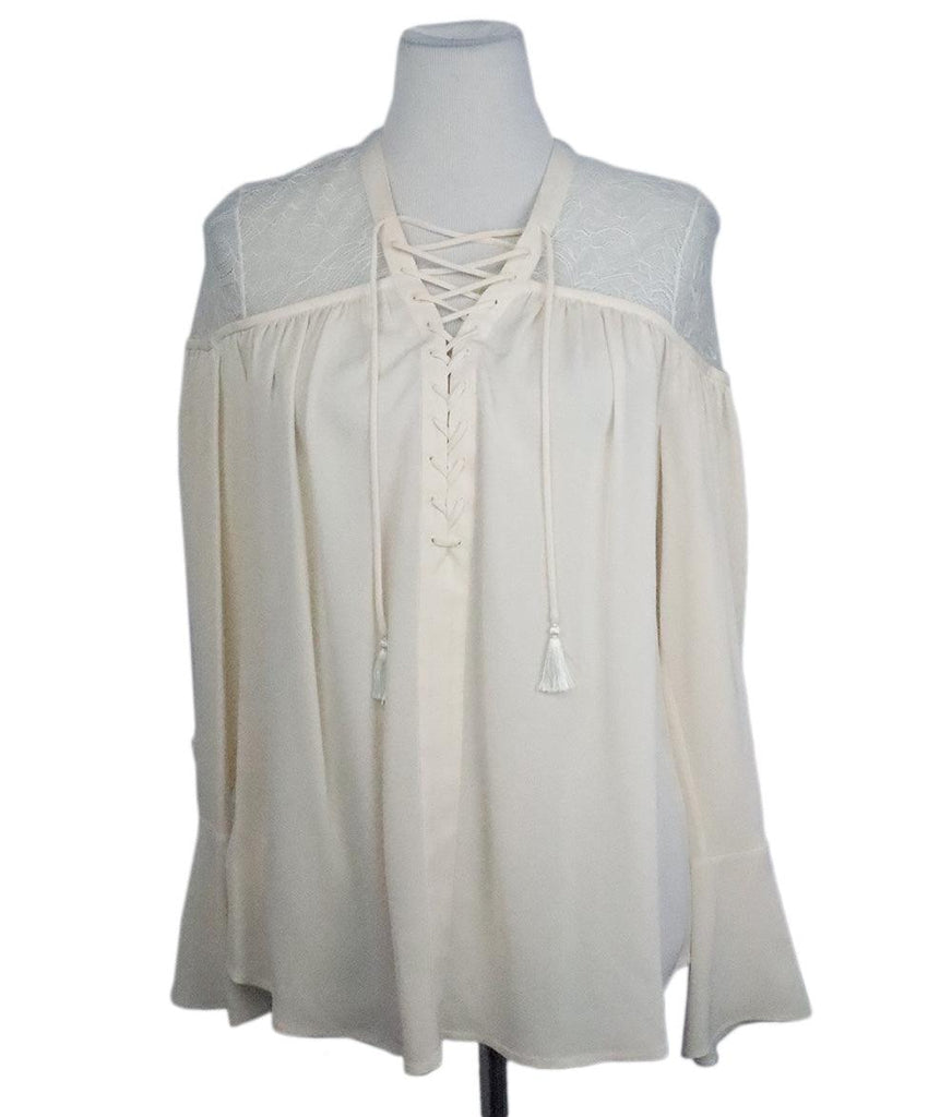 Yigal Azrouel White Silk & Lace Blouse sz 6 - Michael's Consignment NYC