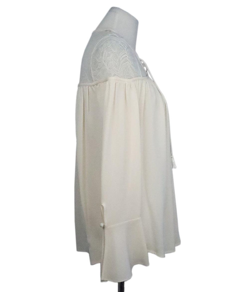 Yigal Azrouel White Silk & Lace Blouse sz 6 - Michael's Consignment NYC