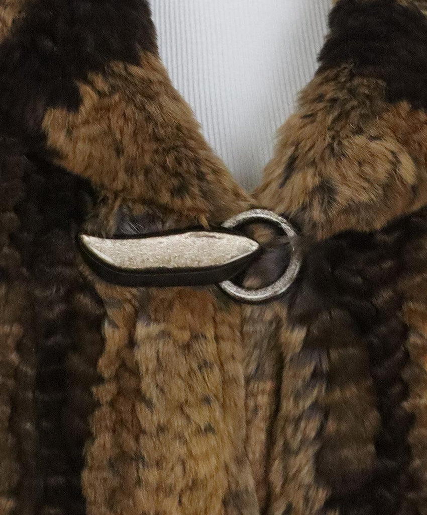 Brown & Tan Woven Rabbit Fur Coat sz 10 - Michael's Consignment NYC