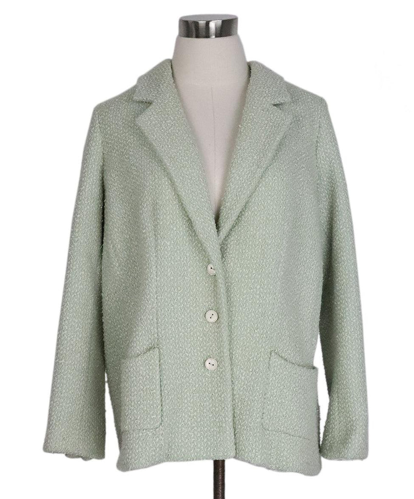 Chanel 2003 Cruise Mint Green Wool Jacket sz 14 - Michael's Consignment NYC