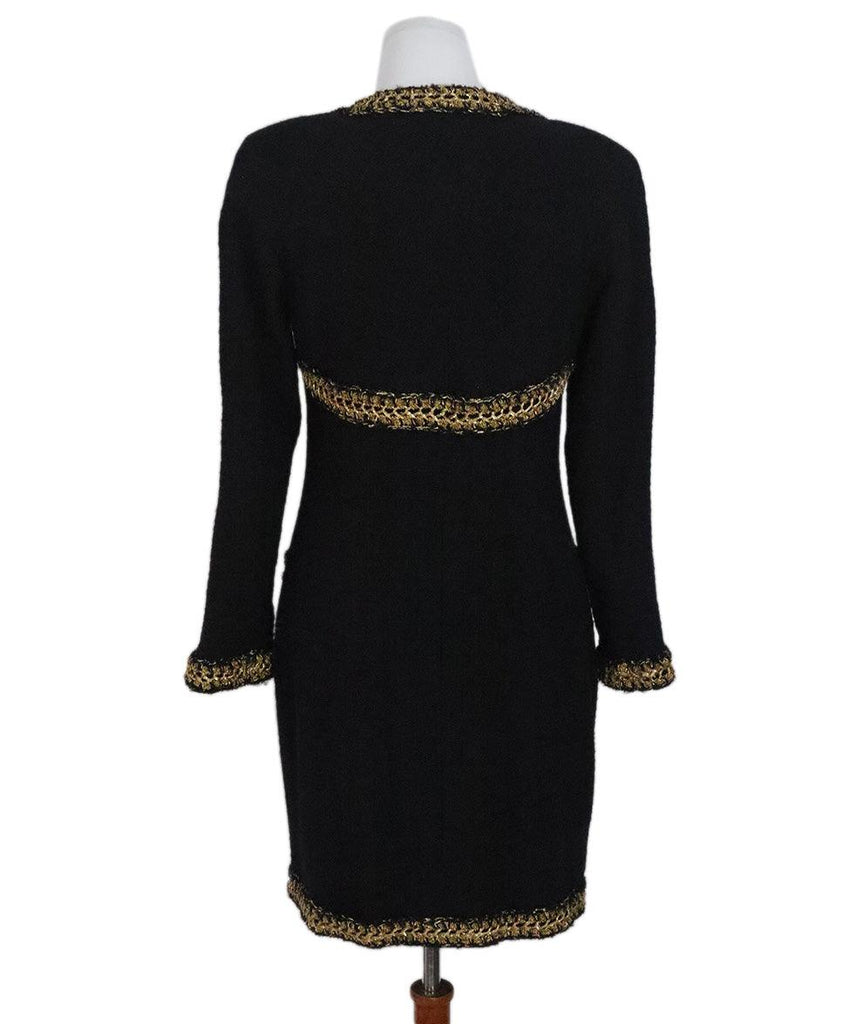 Chanel Black & Gold Wool Dress sz 10 - Michael's Consignment NYC