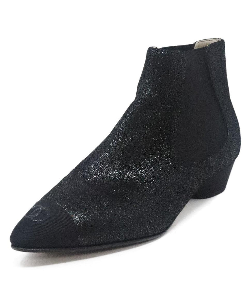 Chanel Black Iridescent Suede Booties sz 5.5 - Michael's Consignment NYC