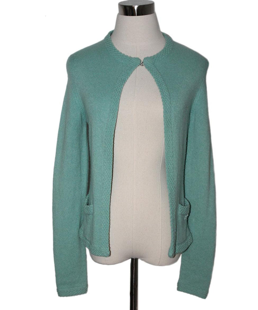 Chanel Teal Cashmere Cardigan sz 34 - Michael's Consignment NYC