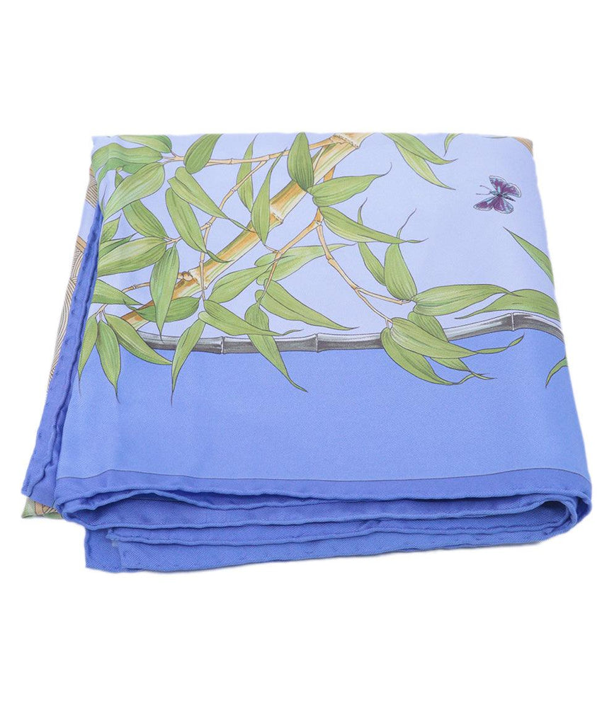 Hermes Blue & Lime Print Silk Scarf 1