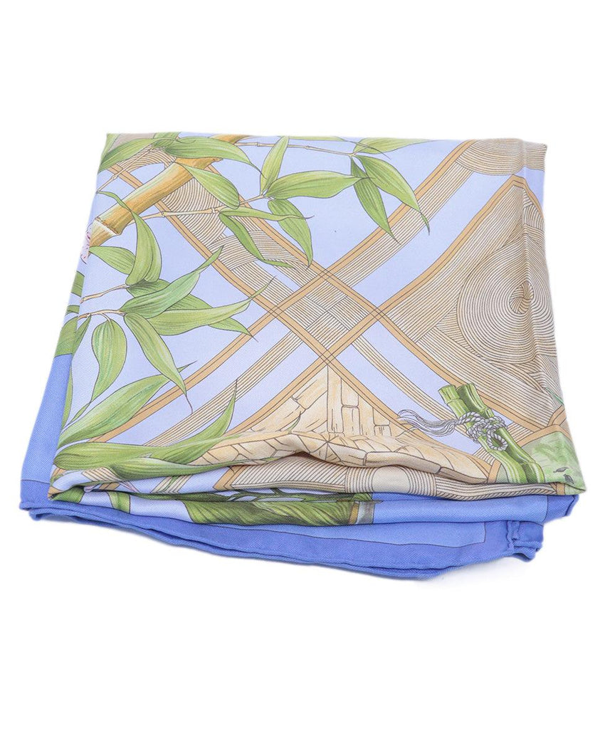 Hermes Blue & Lime Print Silk Scarf 2