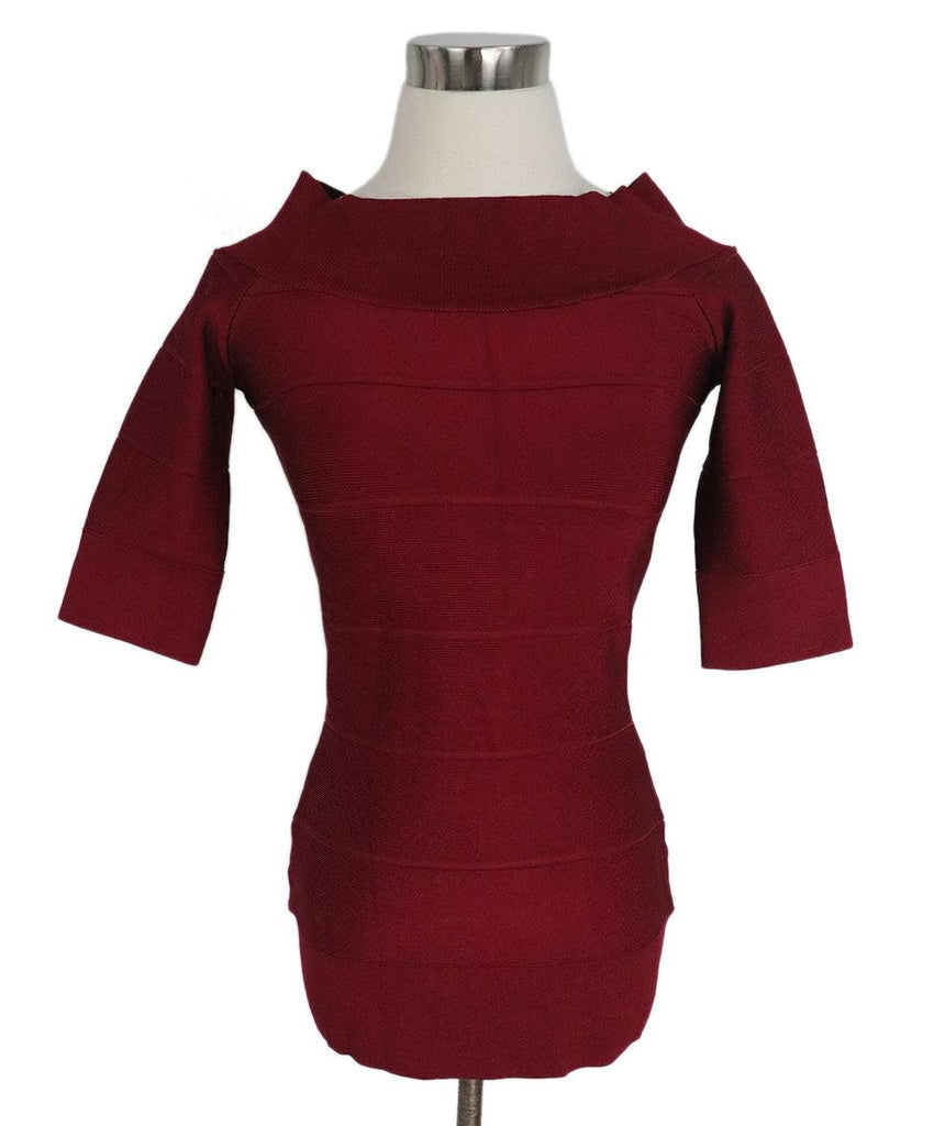 Herve Leger Burgundy Rayon Top sz 6 - Michael's Consignment NYC