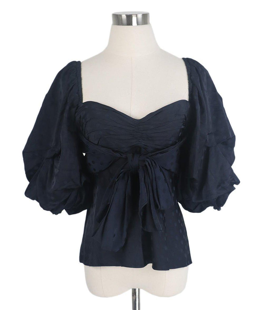 Johanna Ortiz Navy Silk Top sz 2 - Michael's Consignment NYC