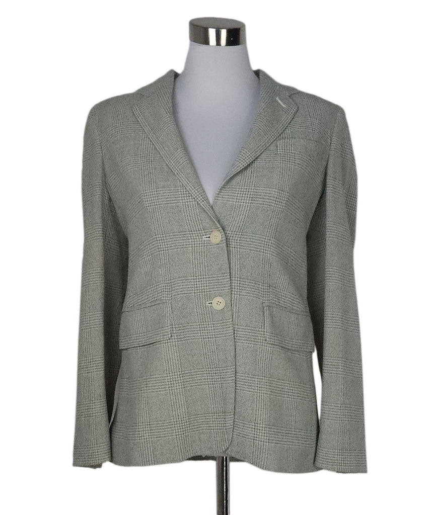 Max Mara Beige & Blue Houndstooth Jacket 