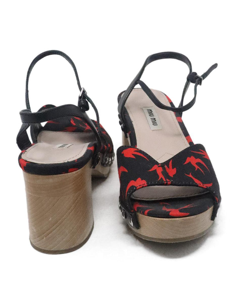 Miu Miu Black & Red Print Wood Sandals sz 6.5 - Michael's Consignment NYC