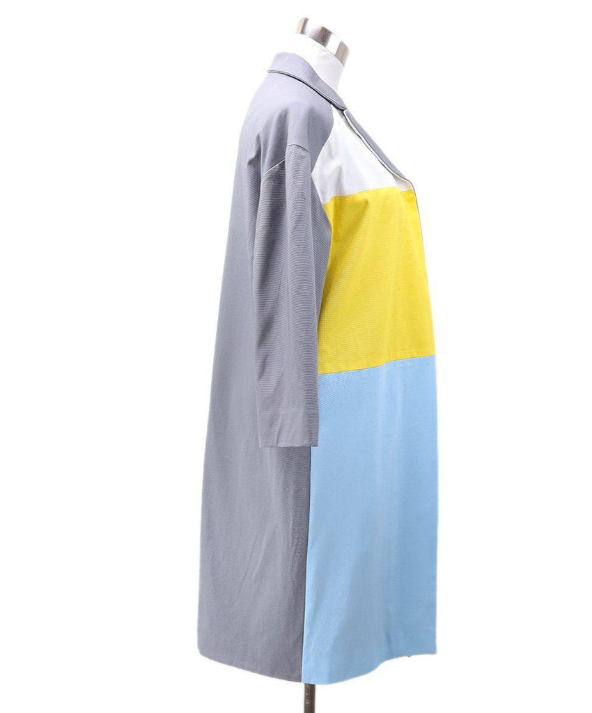 Pamella Roland Yellow Grey Blue Viscose Coat sz 4 - Michael's Consignment NYC