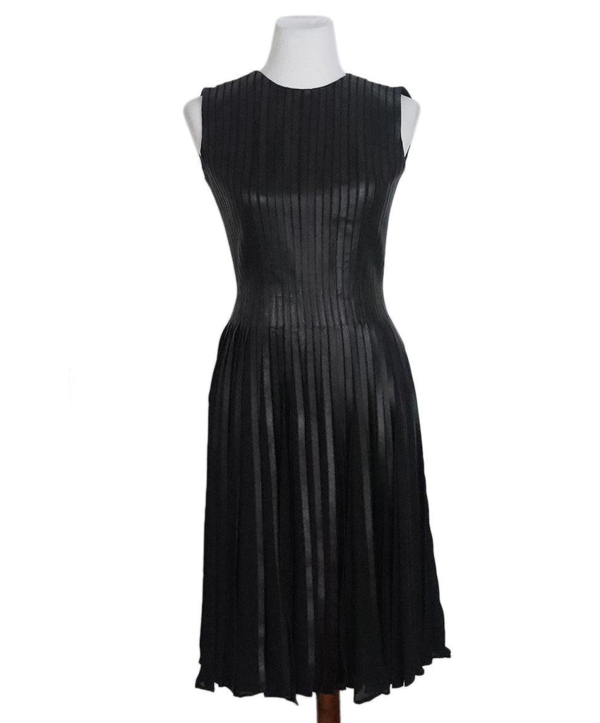 Ralph Lauren Black Leather Pleated Dress sz 4 - Michael's Consignment NYC