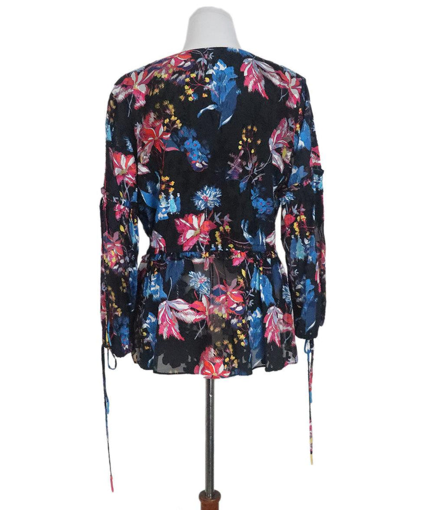 Tanya Taylor Black Floral Print Top sz 12 - Michael's Consignment NYC